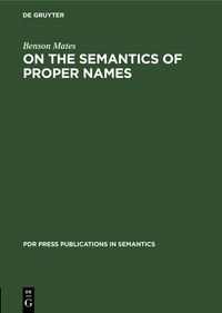 Produktbild: On the Semantics of Proper Names