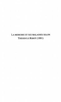 Produktbild: La Memoire Et Ses Maladies Selon Theodule Ribot (1881)