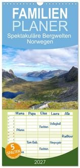 Produktbild: Familienplaner 2027 - Spektakul&auml;re Bergwelten Norwegen mit 5 Spalten (Wandkalender, 21 x 45 cm) CALVENDO