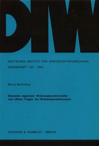 Produktbild: Elemente regionaler Wohnungsmarktmodelle und offene Fragen der Wohnungsmarktanalyse