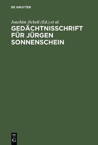 Produktbild: Ged&auml;chtnisschrift f&uuml;r J&uuml;rgen Sonnenschein