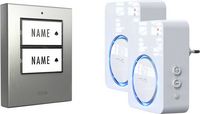 Produktbild: m-e modern-electronics 100151 Funkklingel Komplett-Set beleuchtet, klangaktiv, mit Bewegungsmelder, mit Namensschild