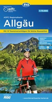 Produktbild: ADFC-Regionalkarte Allg&auml;u 1:75.000, mit Tagestourenvorschl&auml;gen, rei&szlig;- und wetterfest, E-Bike-geeignet, GPS-Tracks-Download