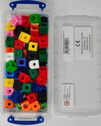 Produktbild: 100 Steckw&uuml;rfel 10-farbig 1,7cm in der Box