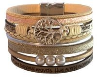 Produktbild: Armband "Baum des Lebens" Kunstleder beige, Metall silberfarben