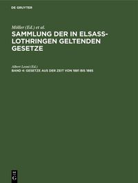 Produktbild: Gesetze aus der Zeit von 1881 bis 1885
