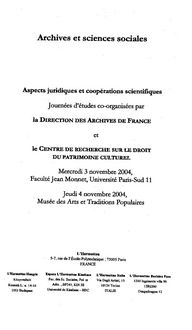 Produktbild: Archives et sciences sociales