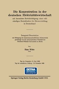 Produktbild: Die Konzentration in der deutschen Elektrizit&auml;tswirtschaft