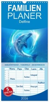 Produktbild: Familienplaner 2026 - Delfine - Kalender mit 5 Spalten (Wandkalender, 21 x 45 cm) CALVENDO
