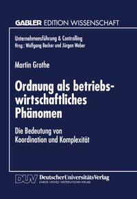 Produktbild: Ordnung als betriebswirtschaftliches Ph&auml;nomen