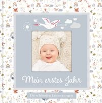 Produktbild: Babyalbum mit Fensterausschnitt f&uuml;r das 1. Lebensjahr zum Eintragen der sch&ouml;nsten Momente und Erinnerungen mit Platz f&uuml;r Fotos | genderneutral f&uuml;r Jungen und M&auml;dchen