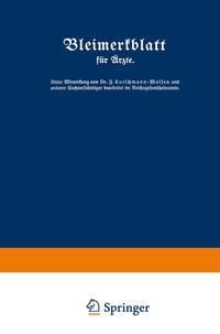 Produktbild: Bleimerkblatt f&uuml;r &Auml;rzte