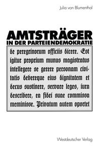 Produktbild: Amtstr&auml;ger in der Parteiendemokratie