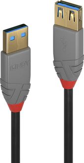 Produktbild: LINDY USB-Kabel USB 3.2 Gen1 USB-A Stecker, USB-A Buchse 3.00 m Schwarz 36763