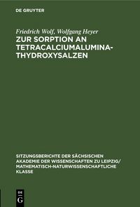 Produktbild: Zur Sorption an Tetracalciumaluminathydroxysalzen