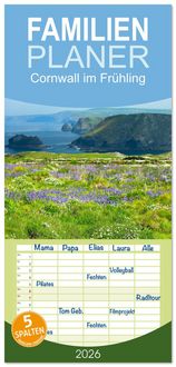 Produktbild: Familienplaner 2026 - Cornwall im Fr&uuml;hling mit 5 Spalten (Wandkalender, 21 x 45 cm) CALVENDO