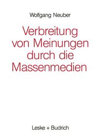 Produktbild: Verbreitung von Meinungen durch die Massenmedien