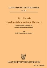 Produktbild: Die Historia von den sieben weisen Meistern und dem Kaiser Diocletianus