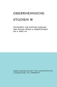 Produktbild: Oberrheinische Studien Band III