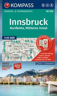 Produktbild: KOMPASS Wanderkarte 036 Innsbruck, Nordkette, Mittleres Inntal 1:35.000