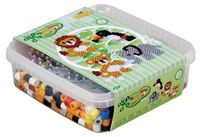 Hama 8751 - My first Hama, Box mit ca. 600 Maxi-Bügelperlen, Stiftplatten und Zubehör, Löwe und Elefant