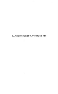 Produktbild: Psychologie de w. wundt (1832-1920) la