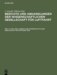 Produktbild: Jahrbuch der Wissenschaftlichen Gesellschaft f&uuml;r Luftfahrt 1926