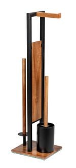 Produktbild: Stand WC-Garnitur Mod. Rivalta Acacia, Akazienholz und schwarz lackierter Stahl