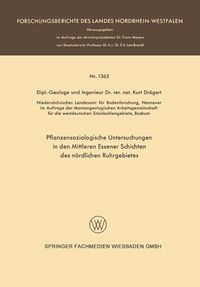 Produktbild: Pflanzensoziologische Untersuchungen in den mittleren Essener Schichten des n&ouml;rdlichen Ruhrgebietes