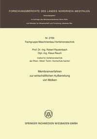 Produktbild: Membranverfahren zur wirtschaftlichen Aufbereitung von Molken