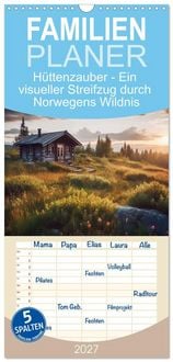 Produktbild: Familienplaner 2027 - H&uuml;ttenzauber - Ein visueller Streifzug durch Norwegens Wildnis mit 5 Spalten (Wandkalender, 21 x 45 cm) CALVENDO