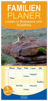 Produktbild: Familienplaner 2026 - L&ouml;wen in Botswana und S&uuml;dafrika mit 5 Spalten (Wandkalender, 21 x 45 cm) CALVENDO