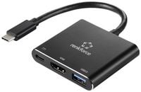 Produktbild: Renkforce RF-5133676 USB-C&reg; / HDMI Adapter [1x USB-C&reg; Stecker - 1x HDMI-Buchse, USB-C&reg; Buchse (Power Delivery), USB-A] Schwarz 20 cm