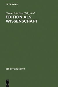 Produktbild: Edition als Wissenschaft