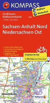 Produktbild: KOMPASS Gro&szlig;raum-Radtourenkarte 3705 Sachsen-Anhalt Nord - Niedersachsen Ost 1:125.000