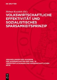 Produktbild: Volkswirtschaftliche Effektivit&auml;t und sozialistisches Sparsamkeitsprinzip