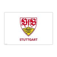 Produktbild: Cover-your-desk Schreibtischunterlage f&uuml;r Kinder und Erwachsene VfB Stuttgart Logo wei&szlig; - 60 x 40 cm, aus premium Vinyl