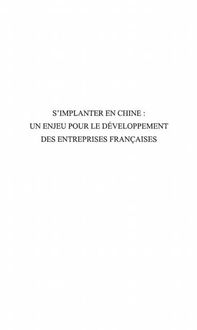 Produktbild: S'implanter en chine : un enjeu pour le developpement des entreprises francaises