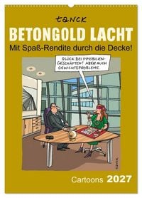 Produktbild: Betongold lacht - Cartoons (Wandkalender 2027 DIN A2 hoch), CALVENDO Monatskalender