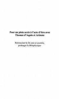 Produktbild: Pour un plein acces a l'acte d'etre avec thomas d'aquin.