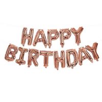 Produktbild: Folienballons Schriftzug Happy Birthday rosegold mit Schnur zum Aufreihen