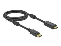 Produktbild: Delock DisplayPort / HDMI Anschlusskabel DisplayPort Stecker, HDMI-A Stecker 2 m Schwarz 85956 vergoldete Steckkontakte, 4K UHD DisplayPort-Kabel