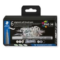 Produktbild STAEDTLER Schreib- und Zeichbedarf pigment soft brush Fasermaler Grey Colours, 6er Set