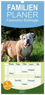Produktbild: Familienplaner 2027 - Faszination Bulldogge mit 5 Spalten (Wandkalender, 21 x 45 cm) CALVENDO