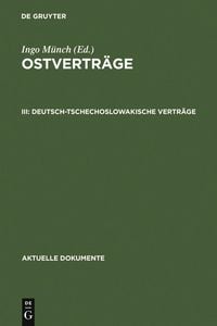 Produktbild: Deutsch-tschechoslowakische Vertr&auml;ge