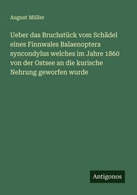 Produktbild: Ueber das Bruchst&uuml;ck vom Sch&auml;del eines Finnwales Balaenoptera syncondylus welches im Jahre 1860 von der Ostsee an die kurische Nehrung geworfen wurde