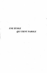 Produktbild: Une Ecole qui Tient Parole