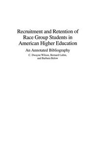 Produktbild: Recruitment and Retention of Race Group Students in American Higher Education