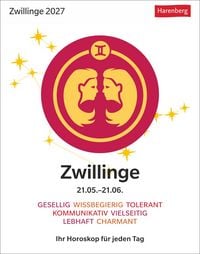 Produktbild: Zwillinge Sternzeichenkalender 2027 - Tagesabrei&szlig;kalender - Ihr Horoskop f&uuml;r jeden Tag