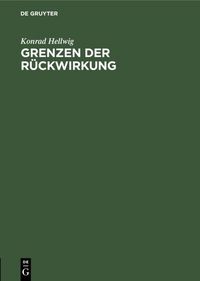 Produktbild: Grenzen der R&uuml;ckwirkung